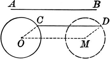 Clipart of Straight Line Moving To Two Circles