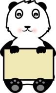 cartoon panda holding sign