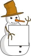 cartoon Snowman holds empty board