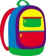 painted multi-colored school backpack