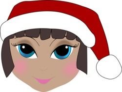 head drawing of a woman with santa claus hat