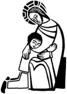 Black and white drawing of Catholic Reconciliation clipart
