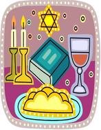 traditional jewish Shabbat diner, drawing