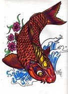 Japanese Koi Fish Drawing