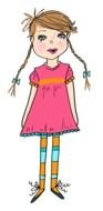 little girl with two pigtails as a graphic illustration