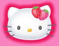 drawing of a kitty head with strawberries