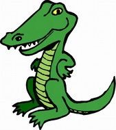 drawing of green crocodile