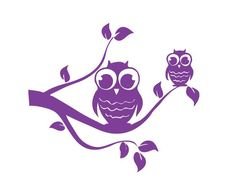 purple perched cartoon owl