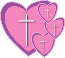 pink hearts with crosses