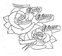 Heart With Banner And Roses Drawing