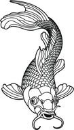 Black and white Ä°llustration of carp fish