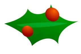 Christmas green leaves with the berries clipart