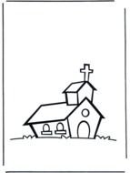 black and white drawing of a church on a white sheet