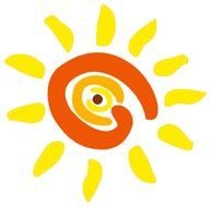 orange-yellow sun drawn with a felt-tip pen