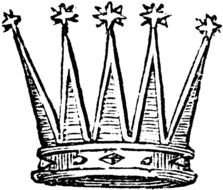 Crown with stars, black and white drawing