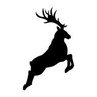 black silhouette of a deer on a white background