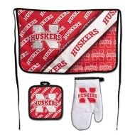 Nebraska Cornhuskers Premium BBQ Apron Oven Mitt And Potholder Set