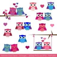 Valentine Owl Clip Art N12