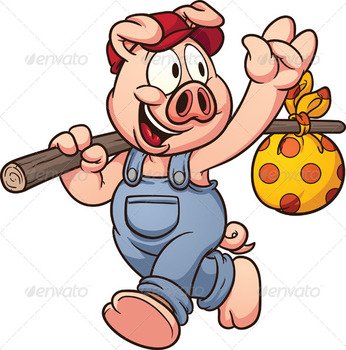 Cartoon Pig Waving Goodbye