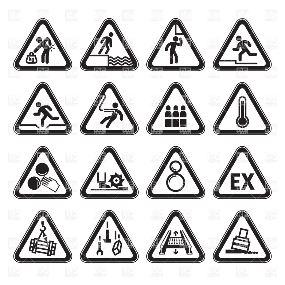 Black And White Road Signs On A White Background Free Image