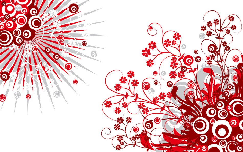 Red And White Abstract drawing
