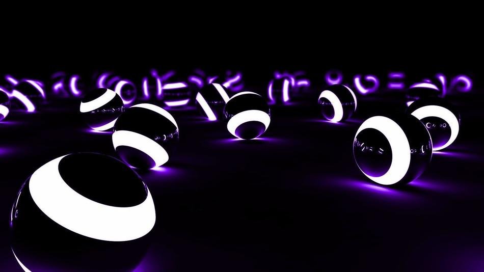 Awesome Cool Neon 3D Background, balls in darkness