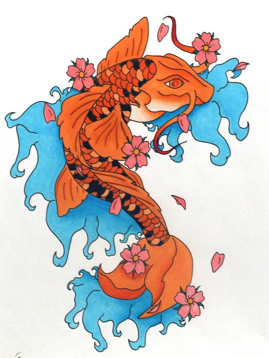 İllustration of Koi Fish Tattoos