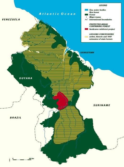 Natural Region Map Showing Guyana free image download