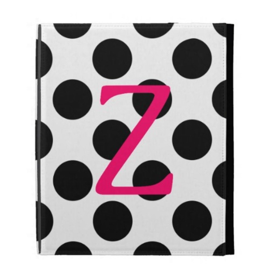 Pink Letter Z On A Black And White Polka Dots Background The
