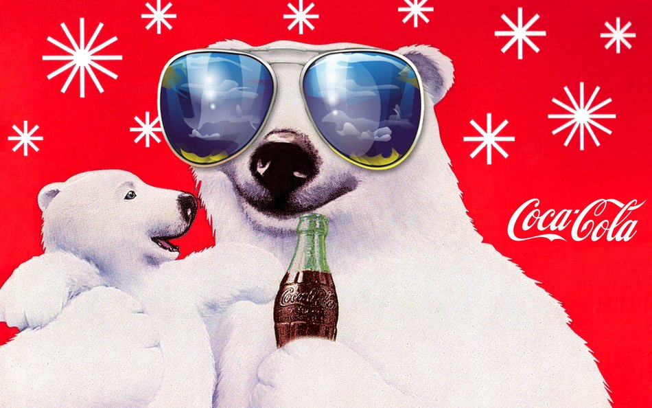 Polar Bears with bottle of Coca Cola, collage