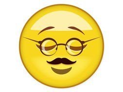 emoji with mustache in glasses