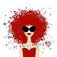 Woman Portrait With Orange Hairstyle Summer Style For Your Des