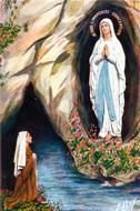 drawing of the Our Lady Lourdes in France