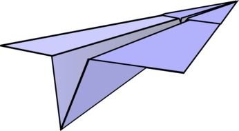 purple paper airplane on a white background