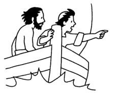 men in boat drawing