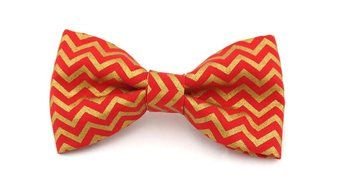 bow tie with red and gold lines