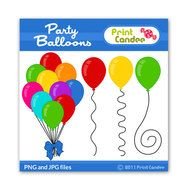 Birthday Party Balloons Clip Art BUY 2 GET 1
