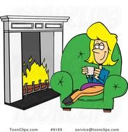 Cartoon Lady Drinking Coffee