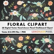 Wedding Clipart Flowers Foliage Greenery Chalkboard Rustic