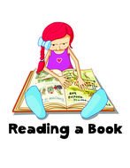 girl reading a book drawing