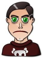 drawing of a man with green eyes