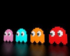 Clip art of colorful Ghosts from pac man