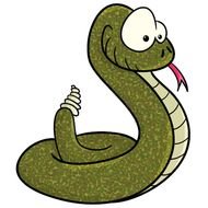 green snake with tongue on a white background