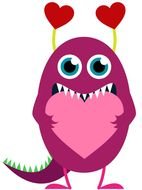 Valentines Day red monster drawing