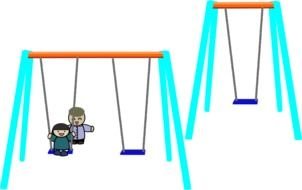 Colorful children on the colorful swings clipart