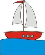 Cartoon Boat red drawing
