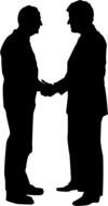 silhouettes of two men shaking hands