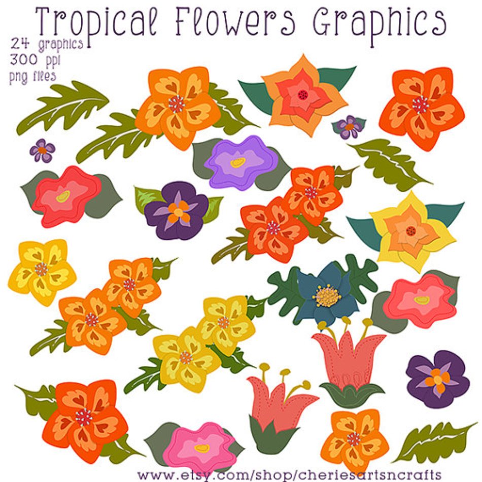 Tropical Flower Clip Art N19