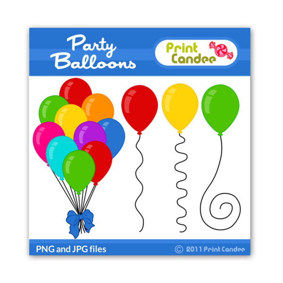 Birthday Party Balloons Clip Art BUY 2 GET 1
