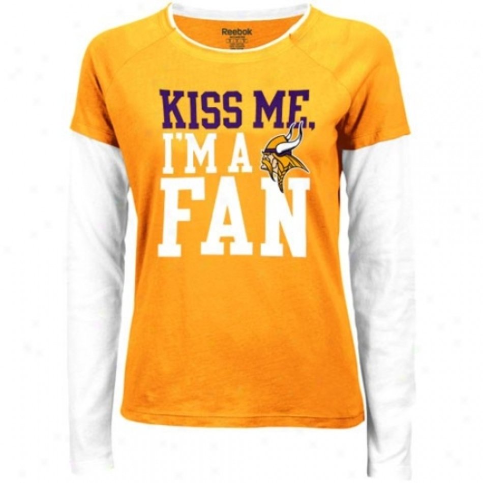 Vikings Tee Reebok Vikinge Ladies Gold Hard To Get Long Sleeve
